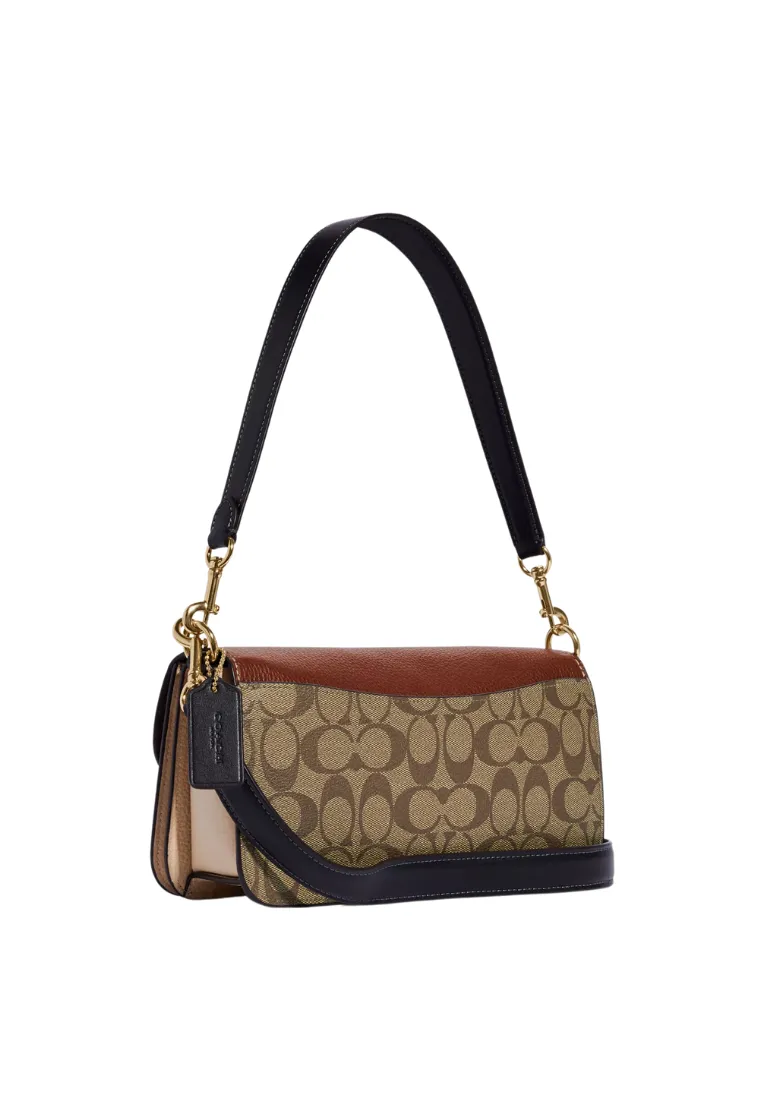 ( PREORDER ) Coach Morgan
 Shoulder Bag Colorblock Signature Canvas In Khaki Multi CE560