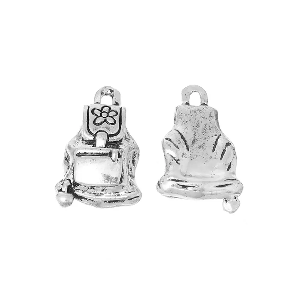 1 Pc Tibetan Silver SCHOOL BAG 3D 24mm x 15mm Charms Pendants, Lead & Nickel Free Metal Charms Pendants Beads