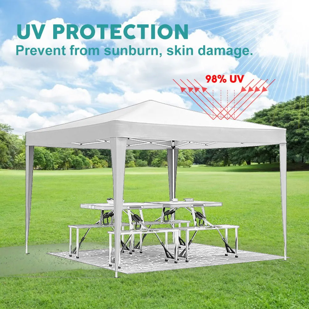 10'X10' Folding Canopy With 4 Removable Sidewalls Outdoor Event Shelter UPF 50  Gazebo Portable Tents For Parties Beach Camping Wedding Ez Pop Up Canopy 4 Pieces Weight Bag   Carry Bag