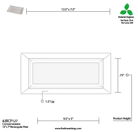 12" X 7" - COMPOSTABLE RECTANGULAR PLATE (300/CS)