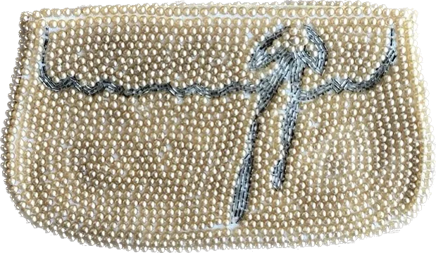 1950s Pearl & Silver Glass Bead Evening Bag