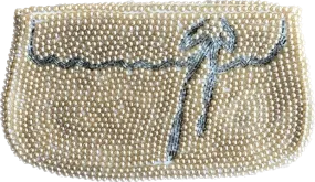 1950s Pearl & Silver Glass Bead Evening Bag