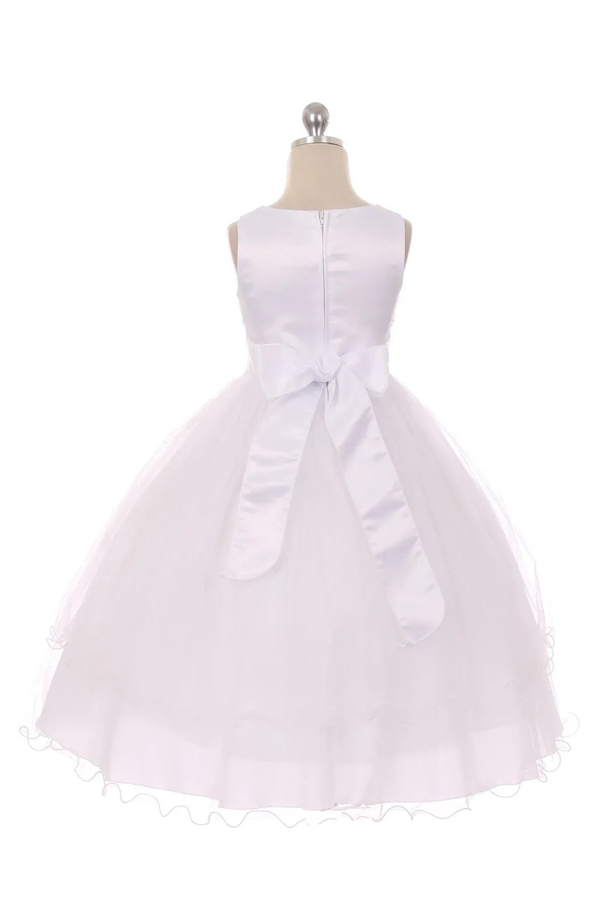 198 Lace Trim Tulle First Communion or Flower Girl Dress