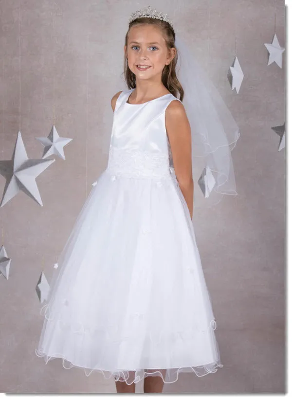 198 Lace Trim Tulle First Communion or Flower Girl Dress