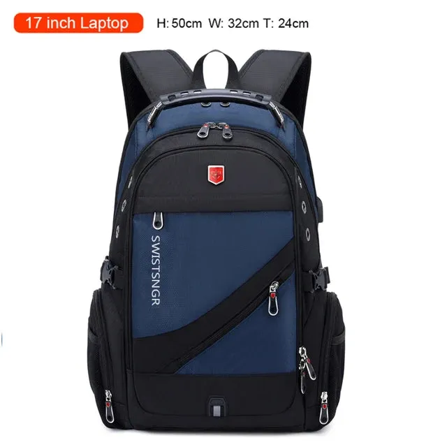 3％ Off | 2024 Waterproof 17 Inch Laptop Backpack Men USB Charging Travel Backpack Women Oxford Rucksack Male Vintage School Bag Mochila