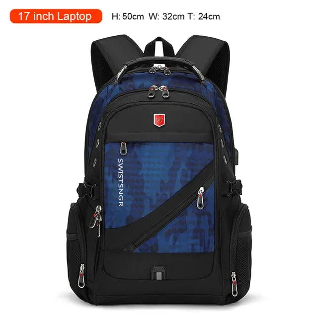 3％ Off | 2024 Waterproof 17 Inch Laptop Backpack Men USB Charging Travel Backpack Women Oxford Rucksack Male Vintage School Bag Mochila