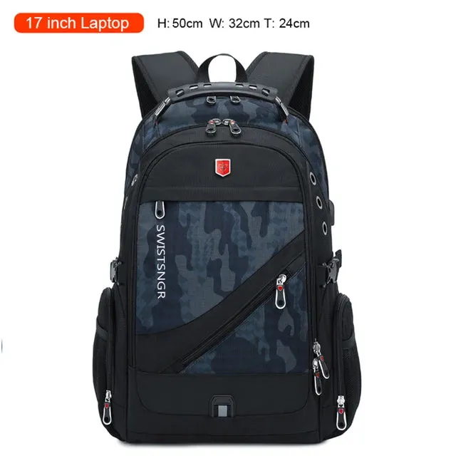 3％ Off | 2024 Waterproof 17 Inch Laptop Backpack Men USB Charging Travel Backpack Women Oxford Rucksack Male Vintage School Bag Mochila