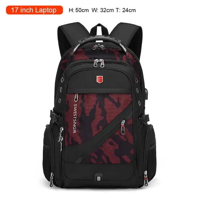 3％ Off | 2024 Waterproof 17 Inch Laptop Backpack Men USB Charging Travel Backpack Women Oxford Rucksack Male Vintage School Bag Mochila