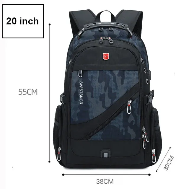 3％ Off | 2024 Waterproof 17 Inch Laptop Backpack Men USB Charging Travel Backpack Women Oxford Rucksack Male Vintage School Bag Mochila