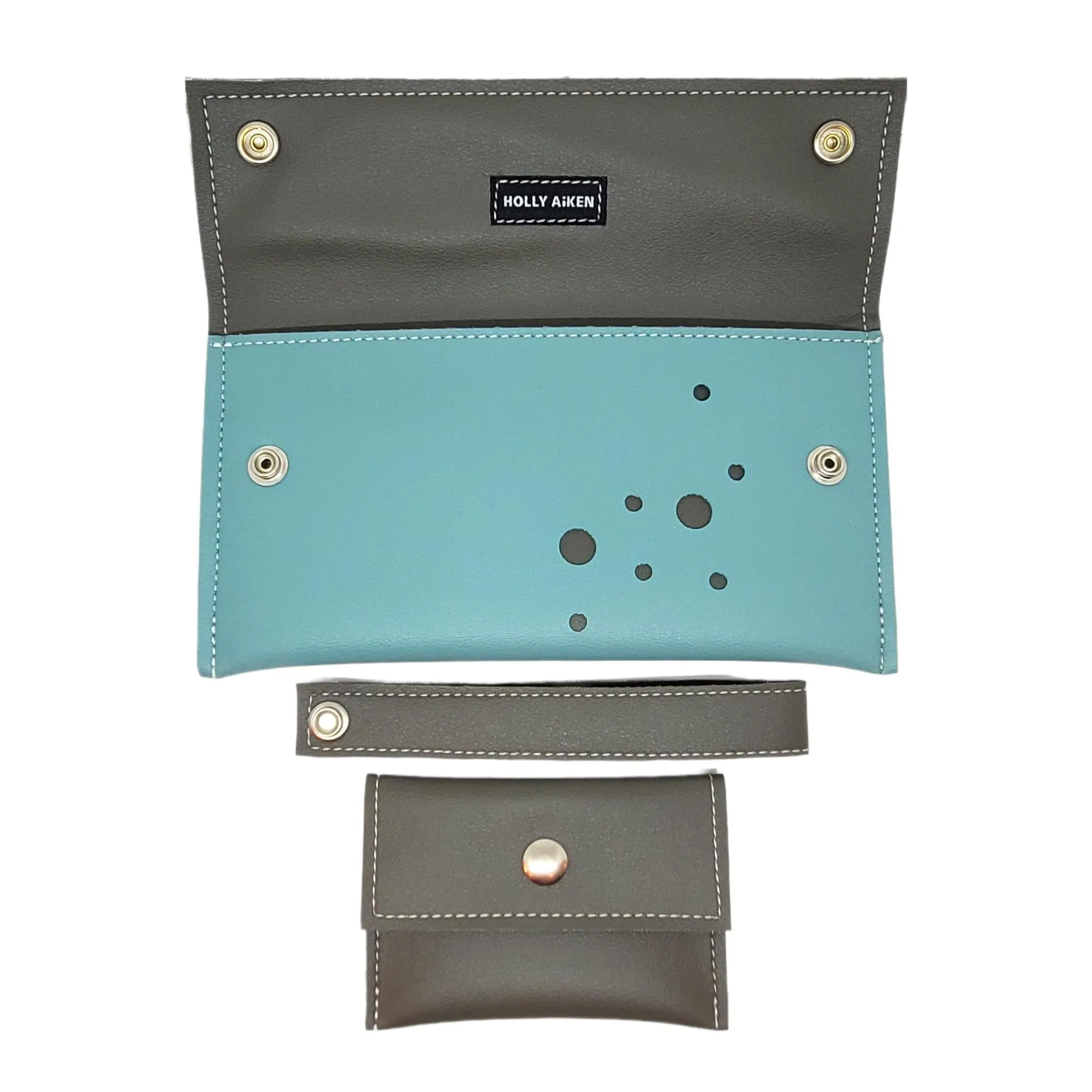 (30% Off) Clutch Wallet - Large Blast Dots Teal Gray by Holly Aiken