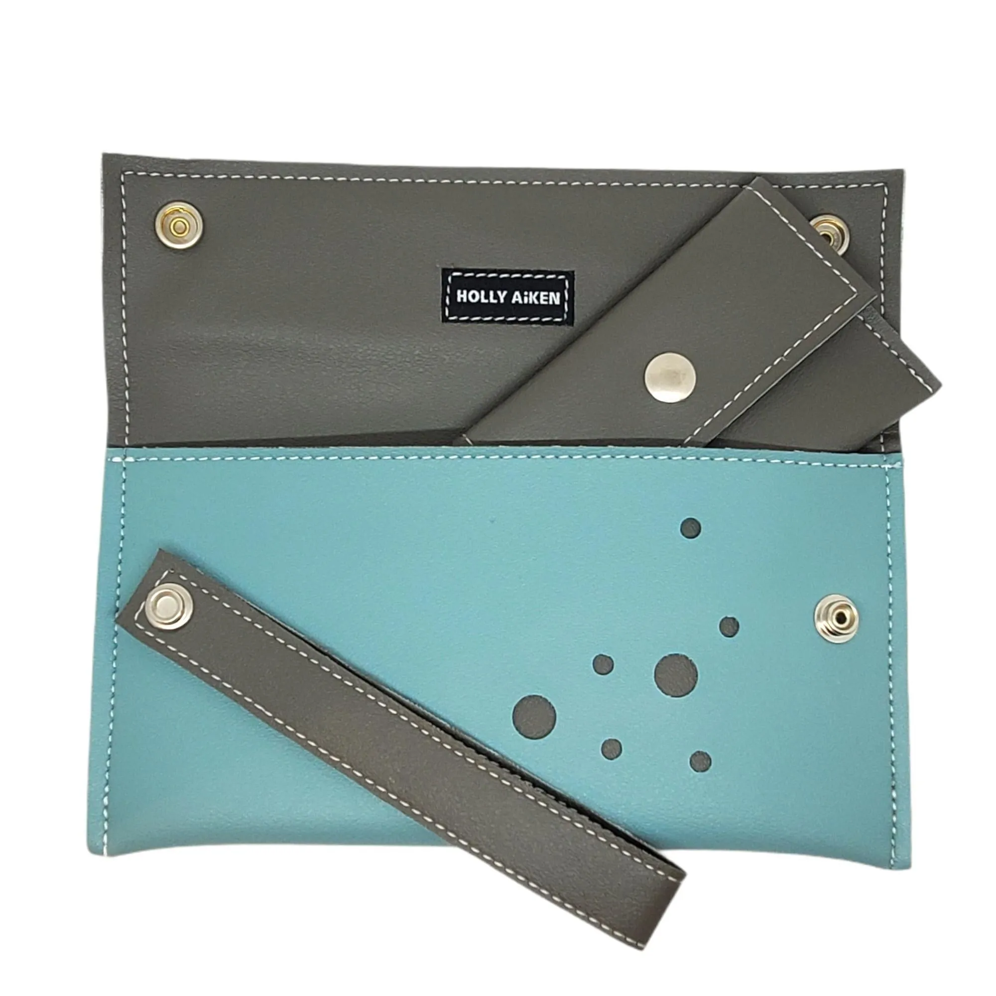 (30% Off) Clutch Wallet - Large Blast Dots Teal Gray by Holly Aiken