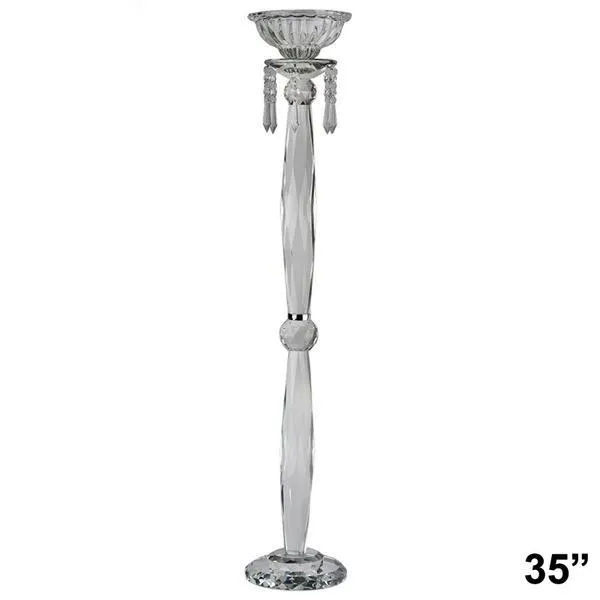 35" Gemcut Egyption Handcrafted Glass Floral Vase Votive Candle Holder Table Top Wedding Centerpiece - 1 PCS