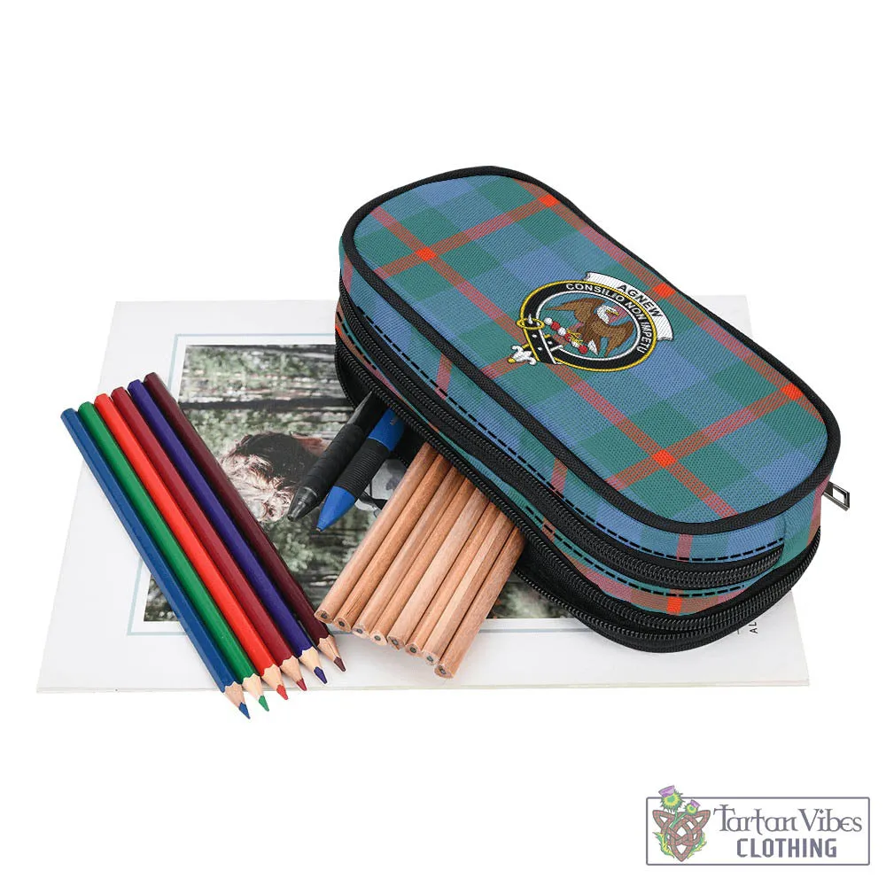 Agnew Ancient Tartan Pen and Pencil Case with Family Crest