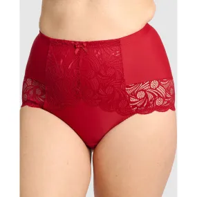 Ariane Lace & Microfiber High Waist Brief-Jester Red