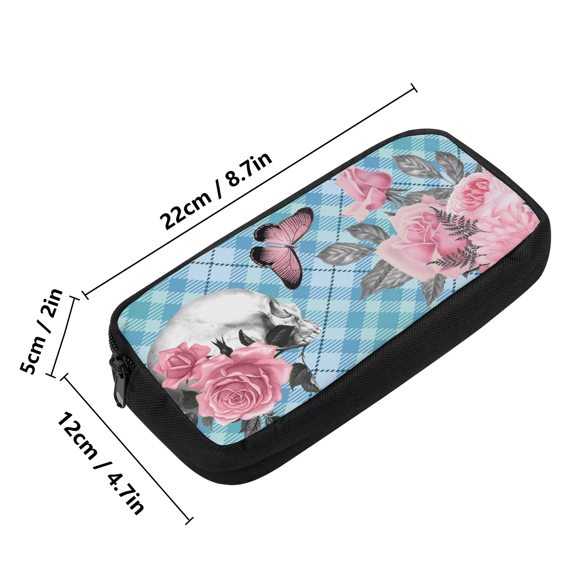 Back to school | Canvas Pencil Case | One-Side Printed | High Quality | Spacious | Pastel Goth Blue and Pink