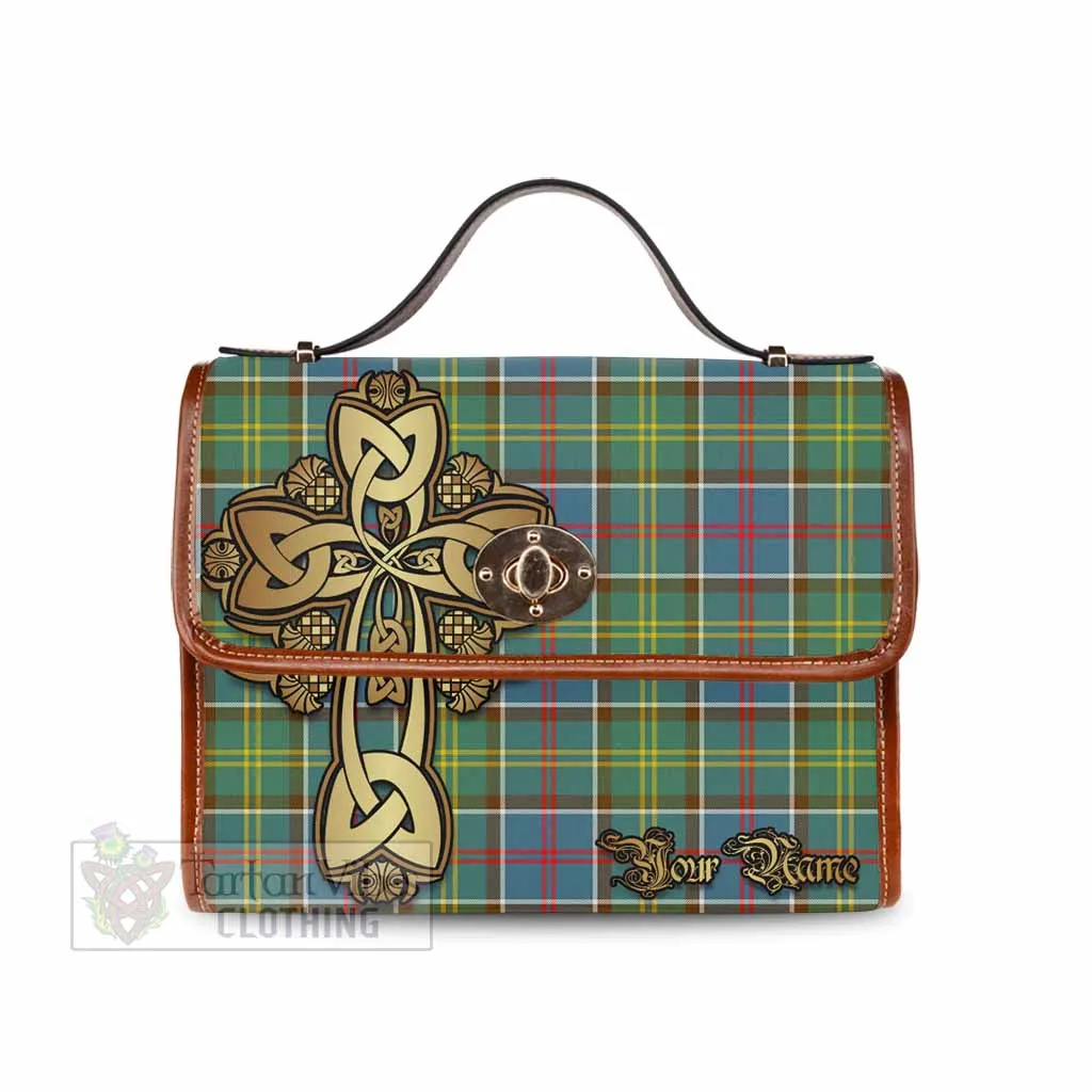 Barr Tartan Waterproof Canvas Bag Golden Thistle Celtic Cross Style