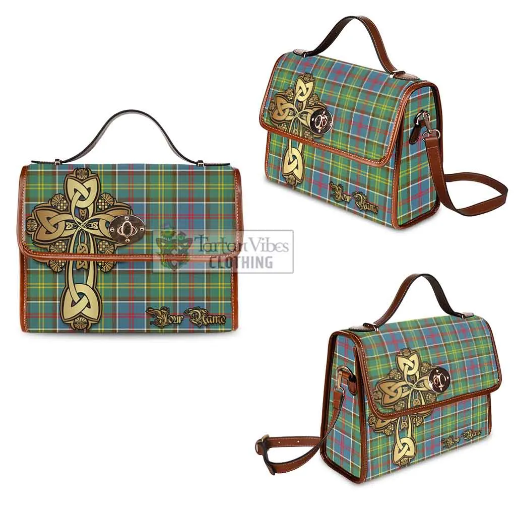 Barr Tartan Waterproof Canvas Bag Golden Thistle Celtic Cross Style