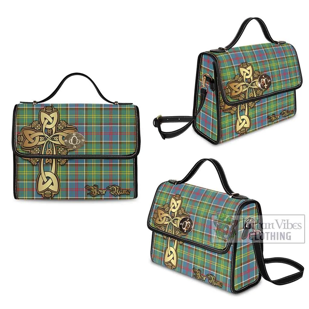 Barr Tartan Waterproof Canvas Bag Golden Thistle Celtic Cross Style