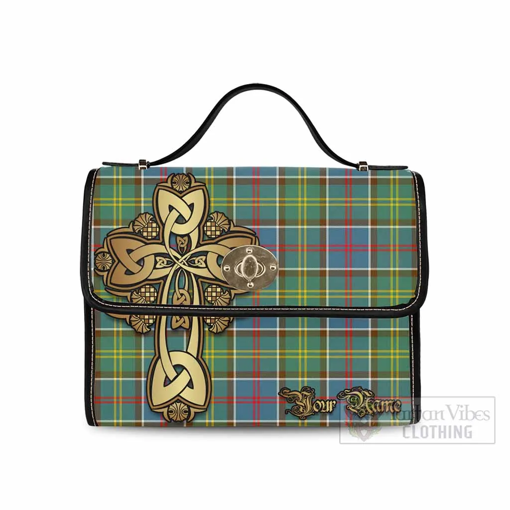 Barr Tartan Waterproof Canvas Bag Golden Thistle Celtic Cross Style