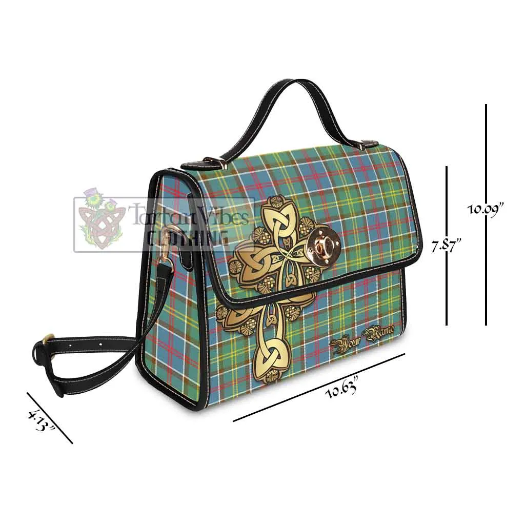 Barr Tartan Waterproof Canvas Bag Golden Thistle Celtic Cross Style