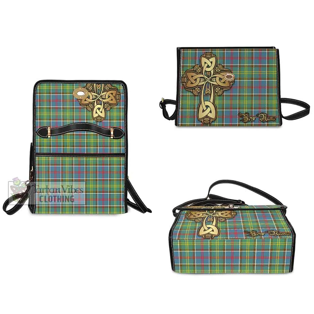 Barr Tartan Waterproof Canvas Bag Golden Thistle Celtic Cross Style