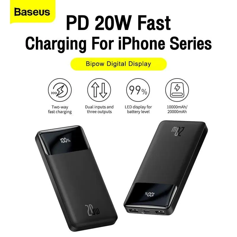 Baseus Ultra-Compact Fast Charging Power Bank with Dual Outputs and LED Indicator