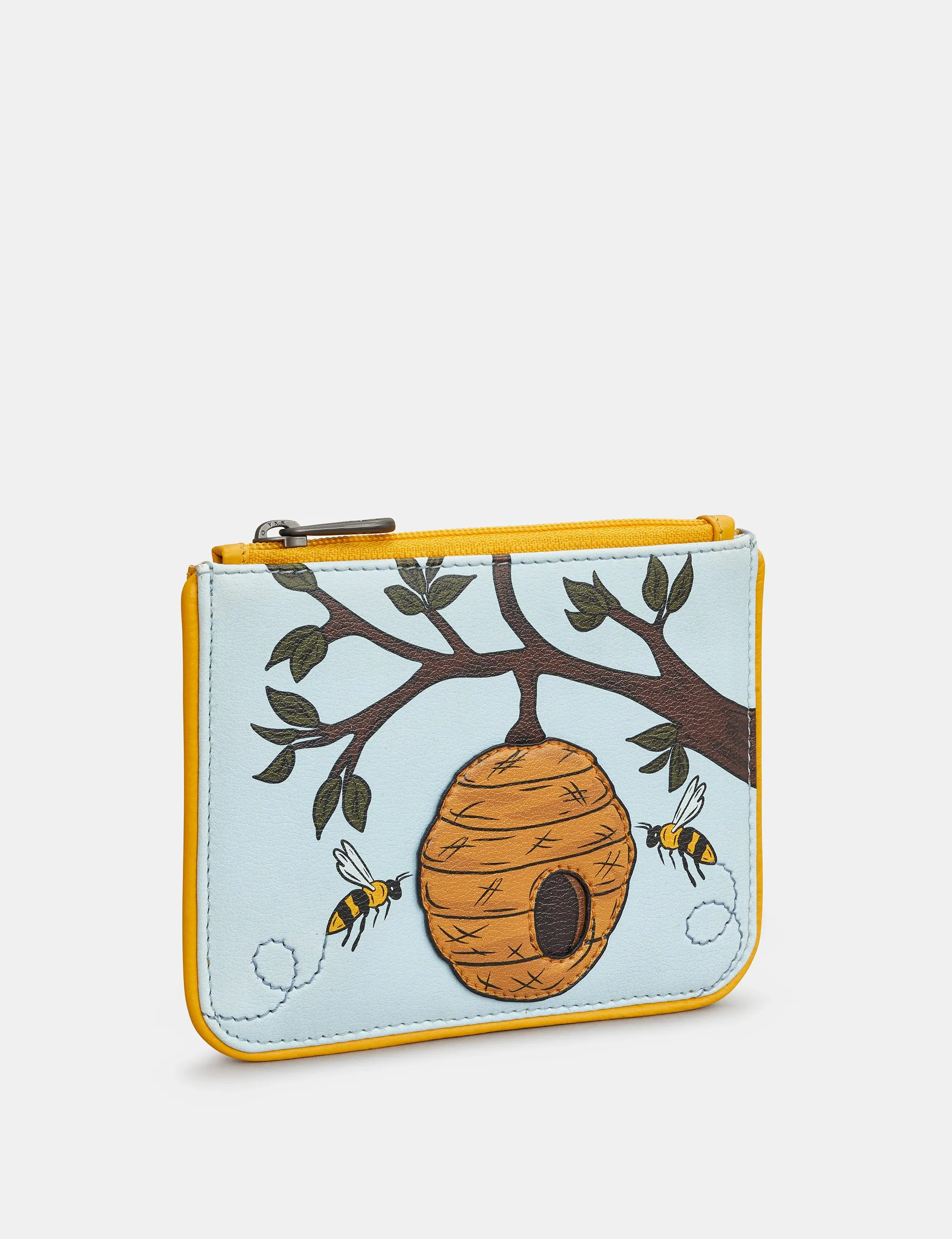 Bee Hive Zip Top Leather Purse