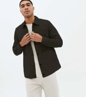 Black Cotton Long Sleeve Overshirt