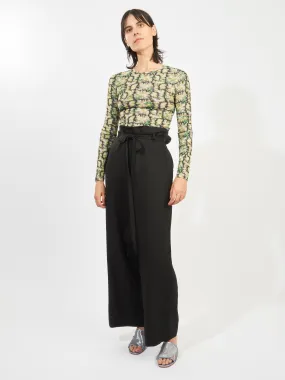 Black Fluid Tie-Waist Trousers