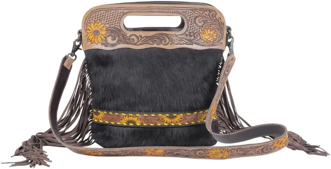 Black Velvet Tooled Crossbody