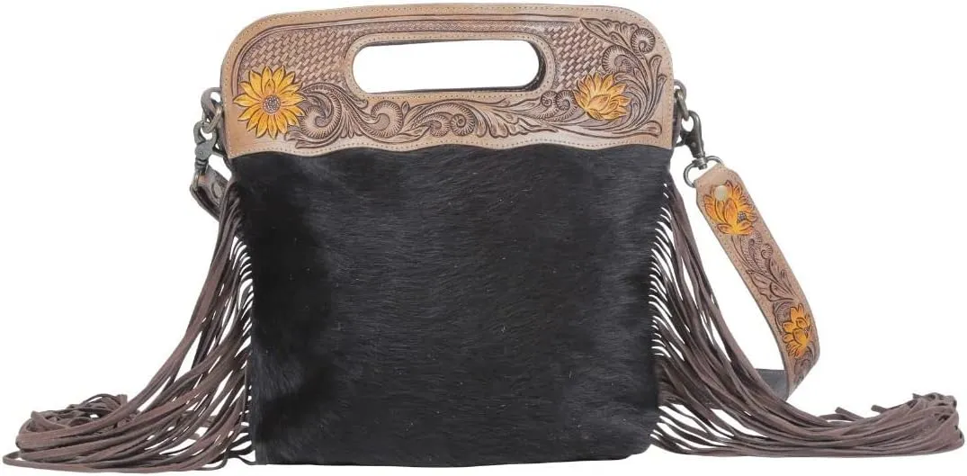 Black Velvet Tooled Crossbody