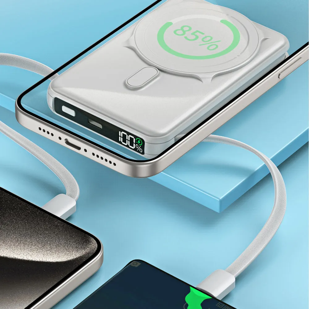 Bolt Max Pro 10000 mAh Wireless MagSafe PowerBank with Built in Type-C, Lightning Cable & Metal Kickstand