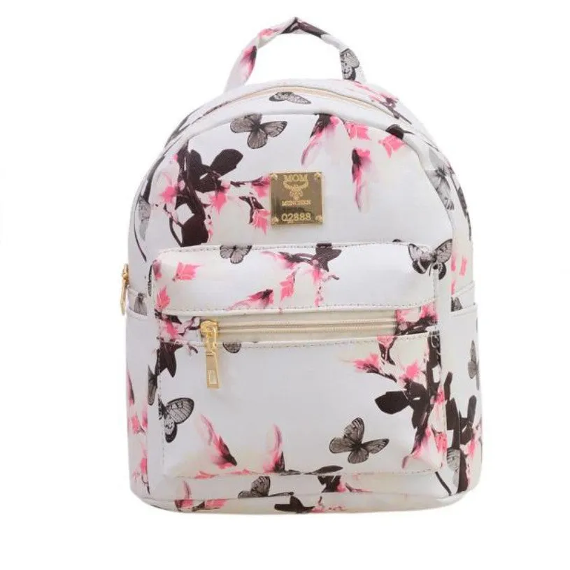 Brand new Woman Backpack Hot Sale Floral Printing Girl's School Backpacks Fashion Women's Leather Bag Gift 1pcs