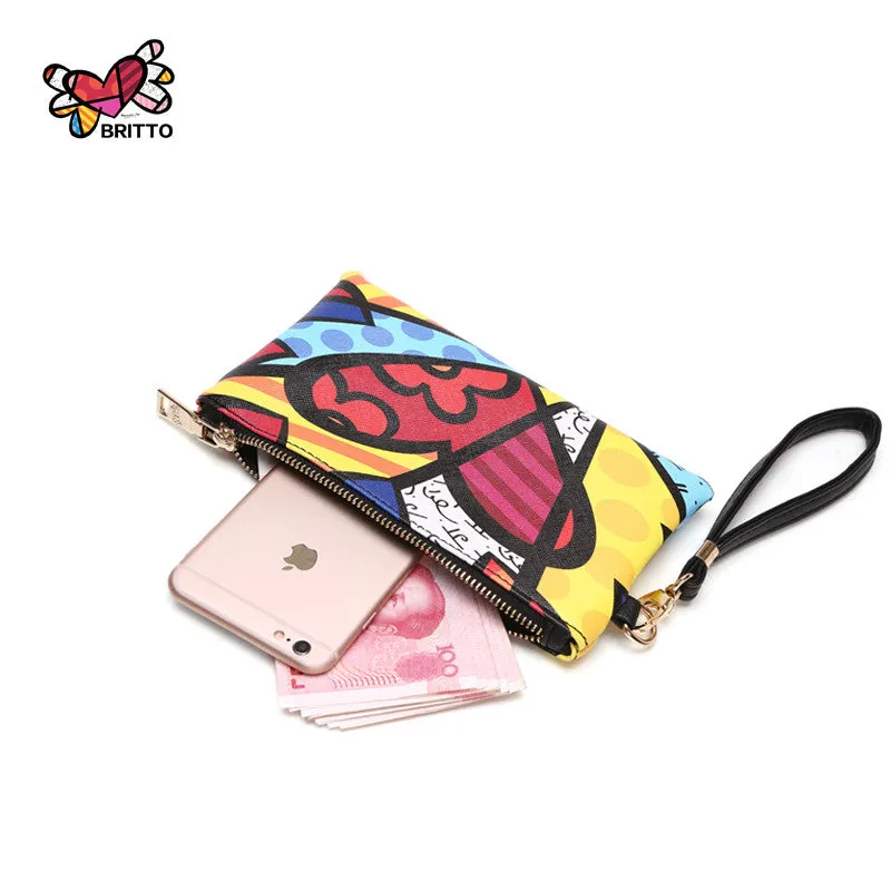 BRITTO PU Coin Purse For iphone 6S Plus & Credit Card 2017 Hot Sales Casual Colored Graffiti Clutch Zipper Coin Pocket