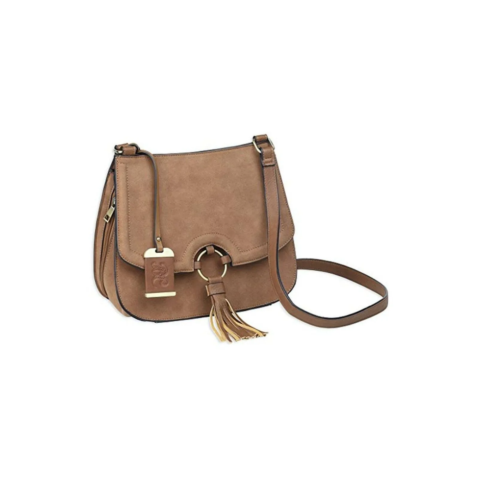 Bulldog Concealed Carry Purse Crossbody Small Camel Suede