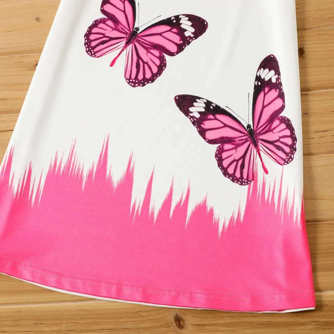 Butterfly Print Colorblock Cold Shoulder Dress - Kids Girl