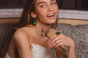 Caroline Svedbom Perfect Drop Earrings Majestic Green