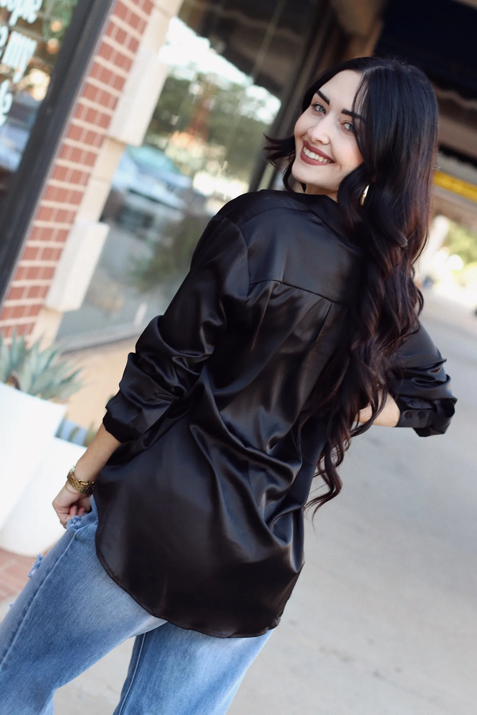 Cassidy Satin Blouse   Black