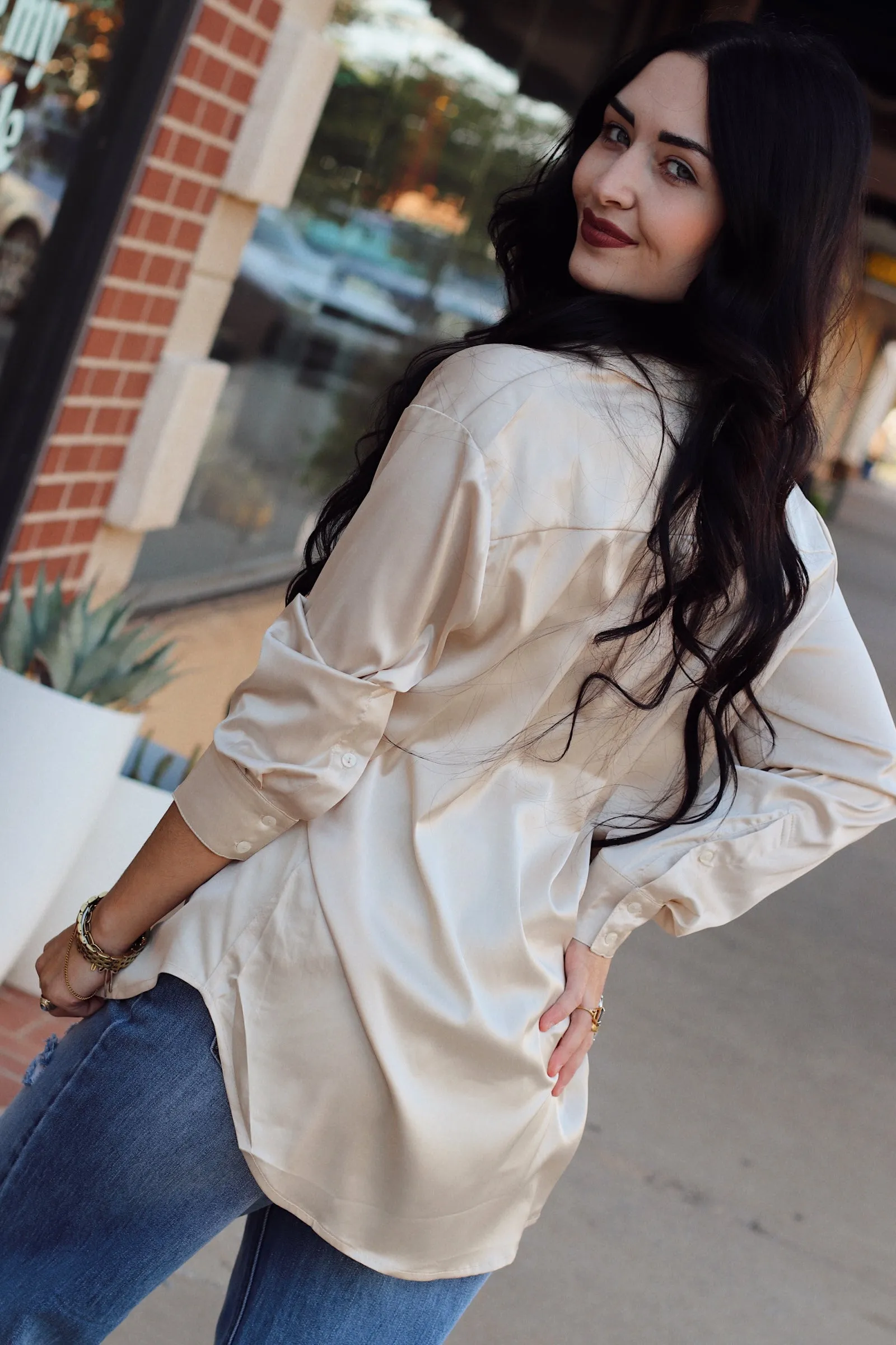 Cassidy Satin Blouse   Champagne