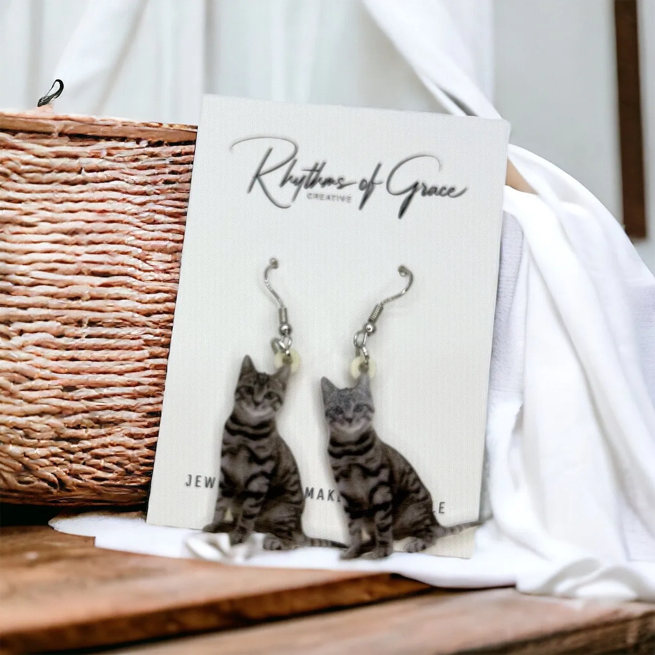 Cat Earrings - Cat Jewelry, Handmade Earrings, Handmade Jewelry, Animal Earrings, Cat Mom, Animal Jewelry, Kitty Earrings, Kitten, Feline