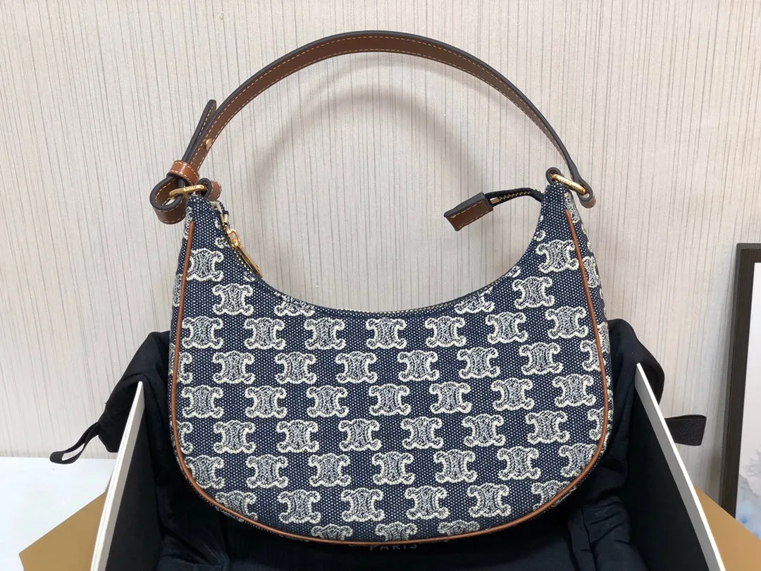 CE Ava Bag In Triomphe Canvas Denim For Women 9in/23cm