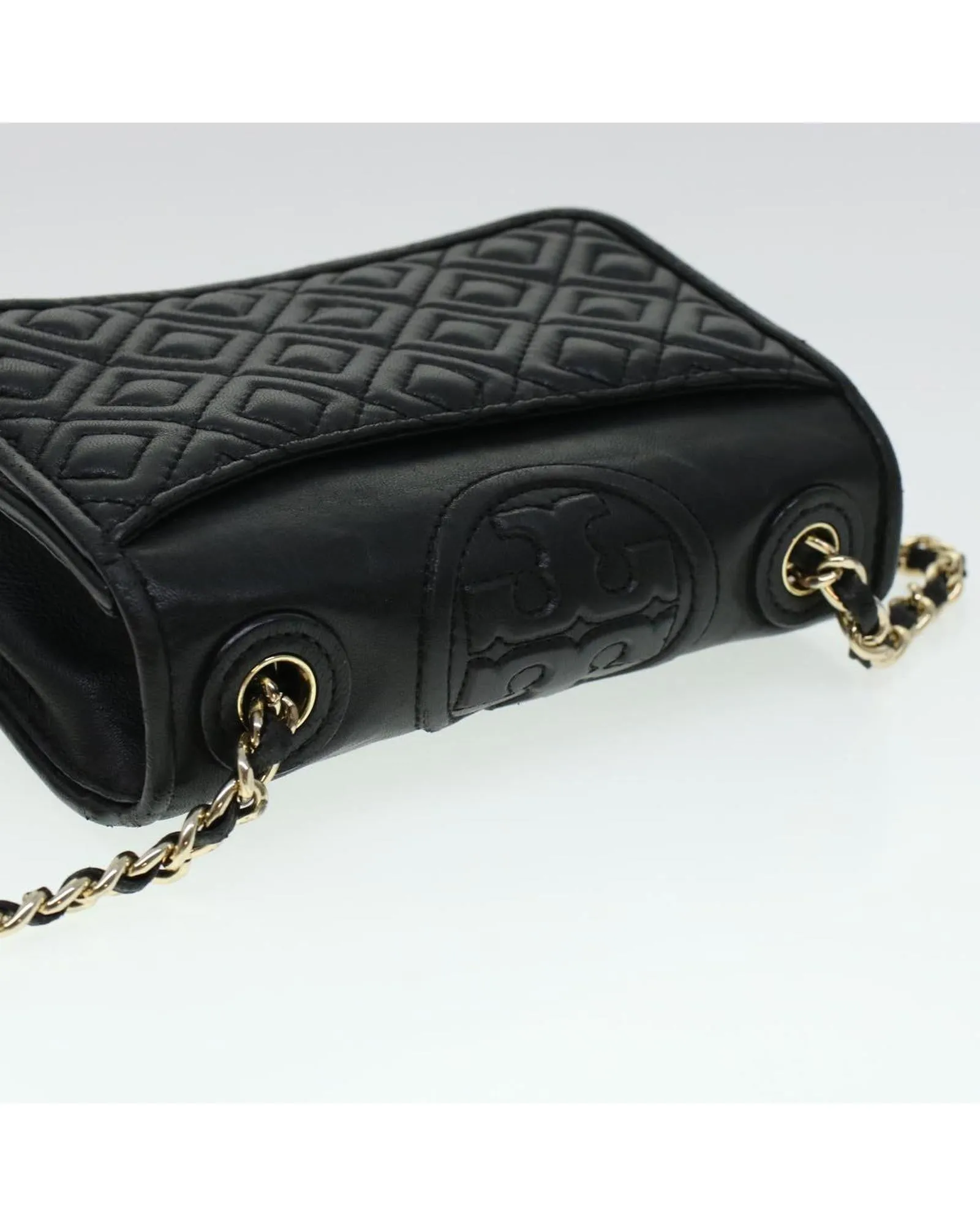 Chain Shoulder Bag Leather Black - Authenticated (Rank B)