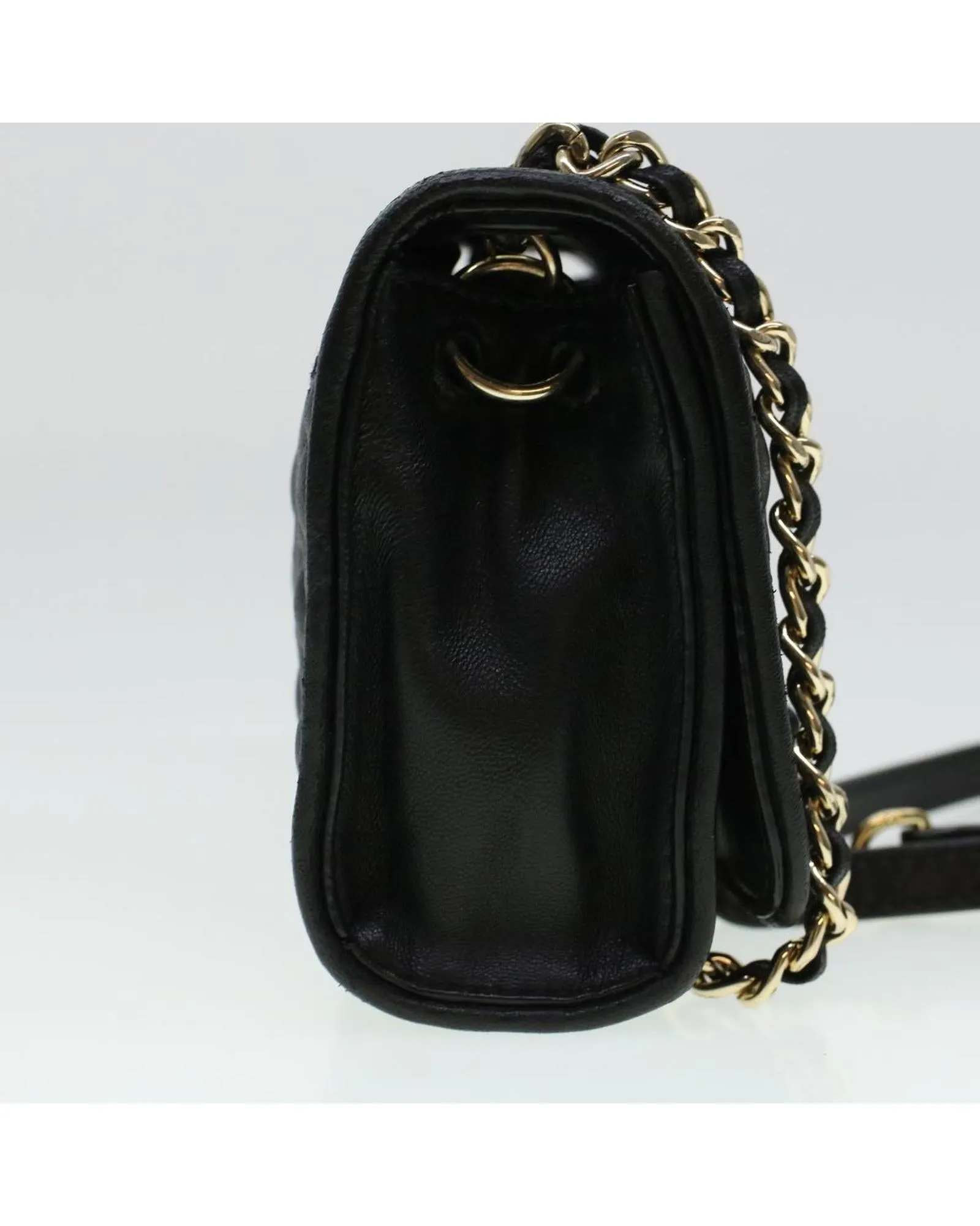 Chain Shoulder Bag Leather Black - Authenticated (Rank B)