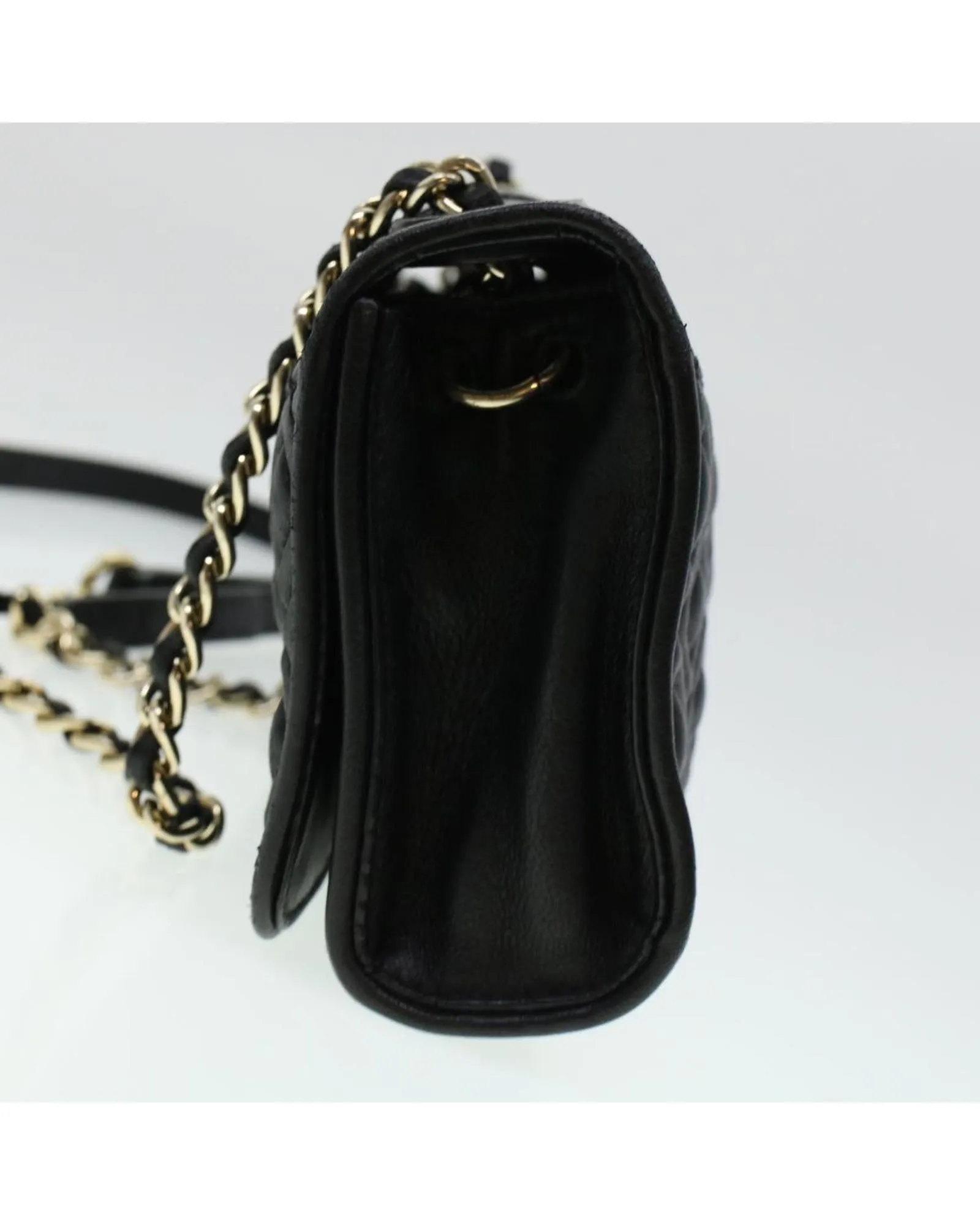 Chain Shoulder Bag Leather Black - Authenticated (Rank B)