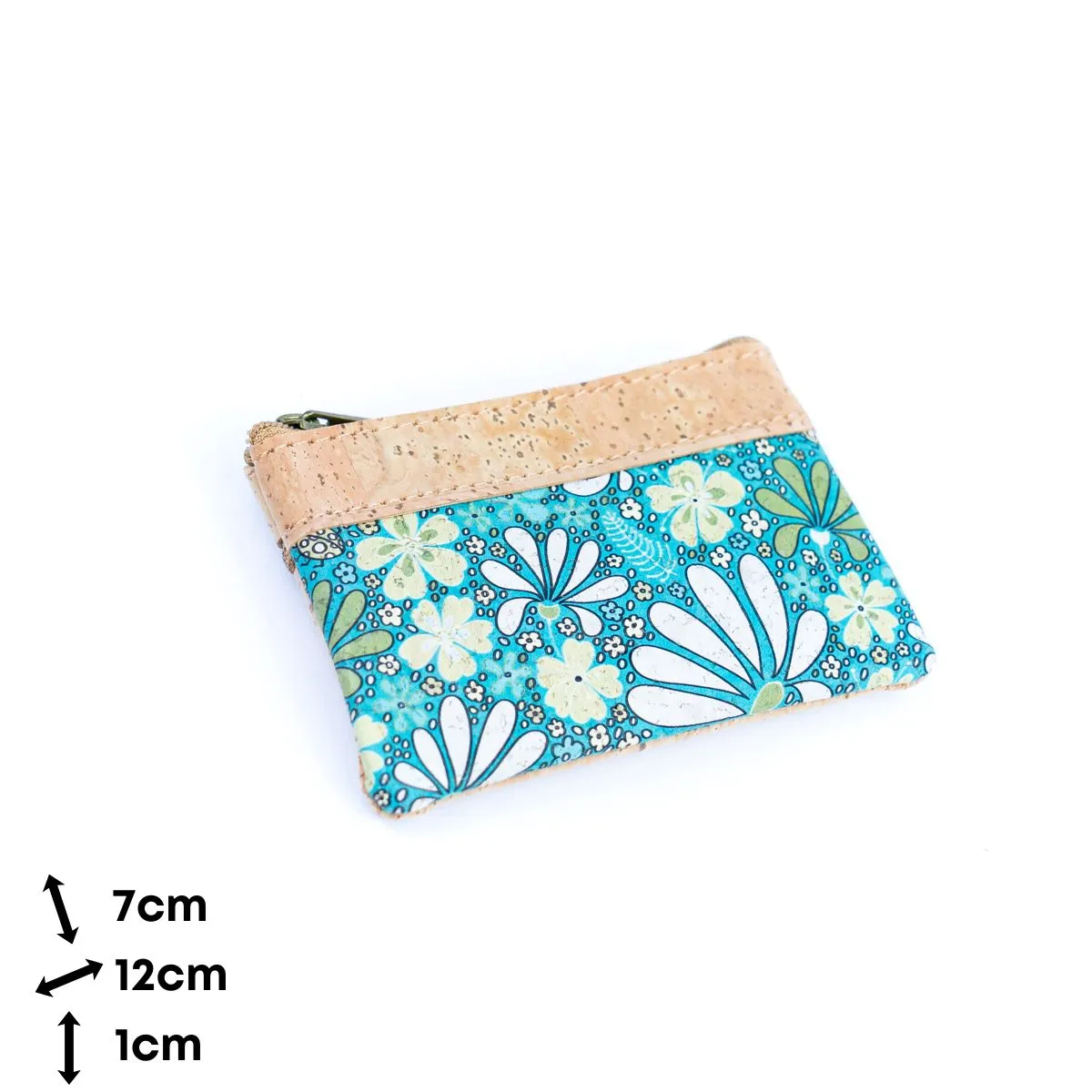 Chic Printed Cork Mini Wallet for Women with Dual Zip Compartments BAG-2316