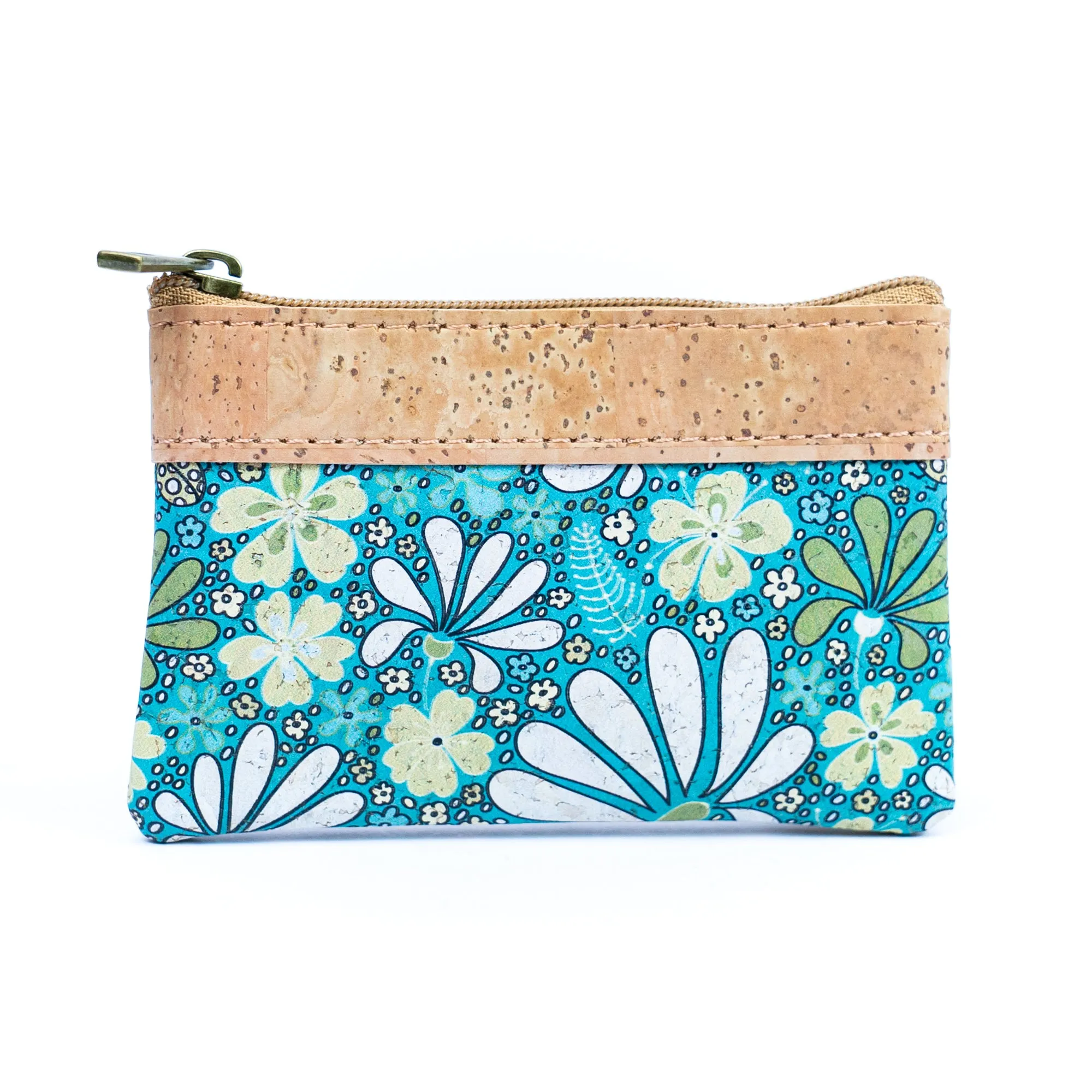 Chic Printed Cork Mini Wallet for Women with Dual Zip Compartments BAG-2316