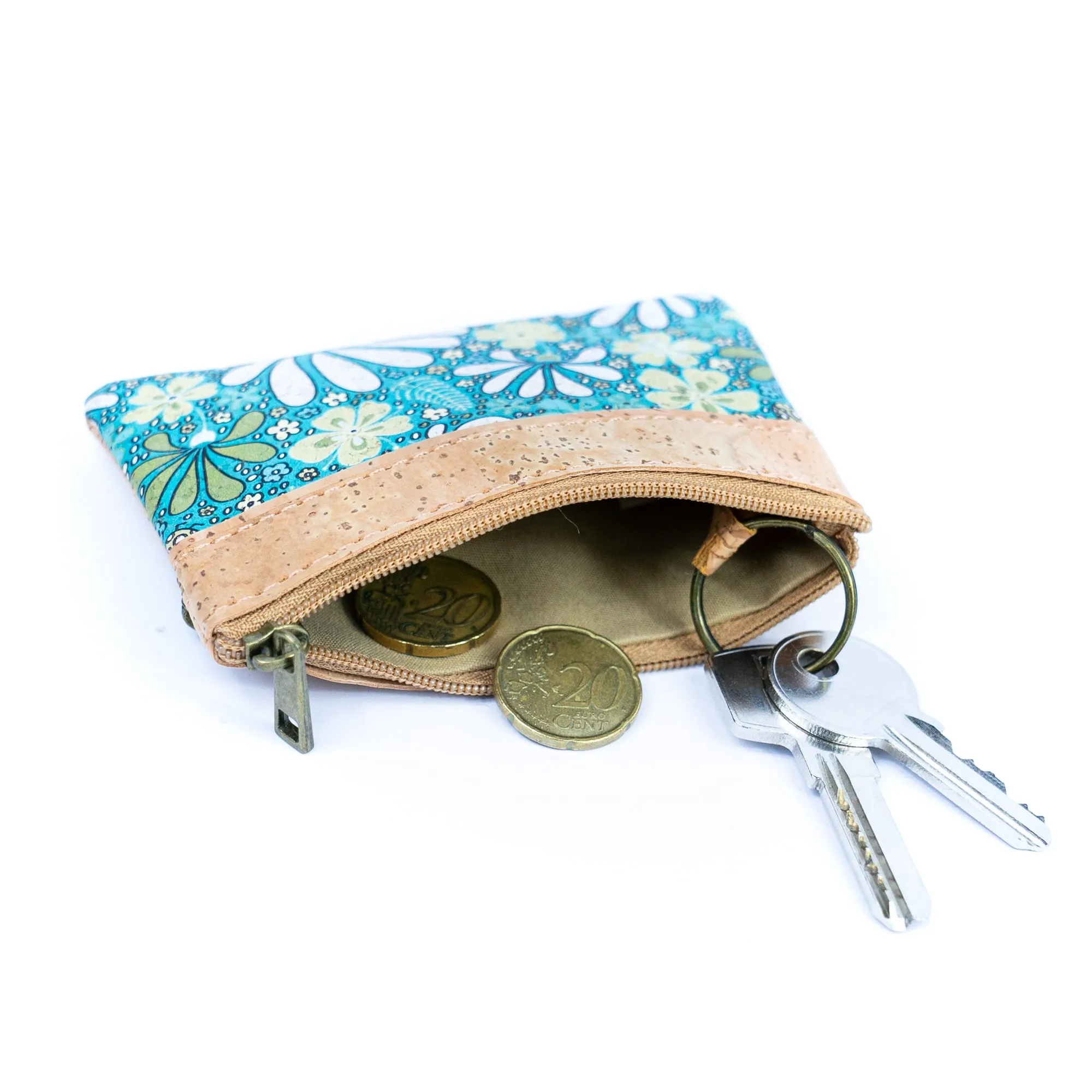 Chic Printed Cork Mini Wallet for Women with Dual Zip Compartments BAG-2316