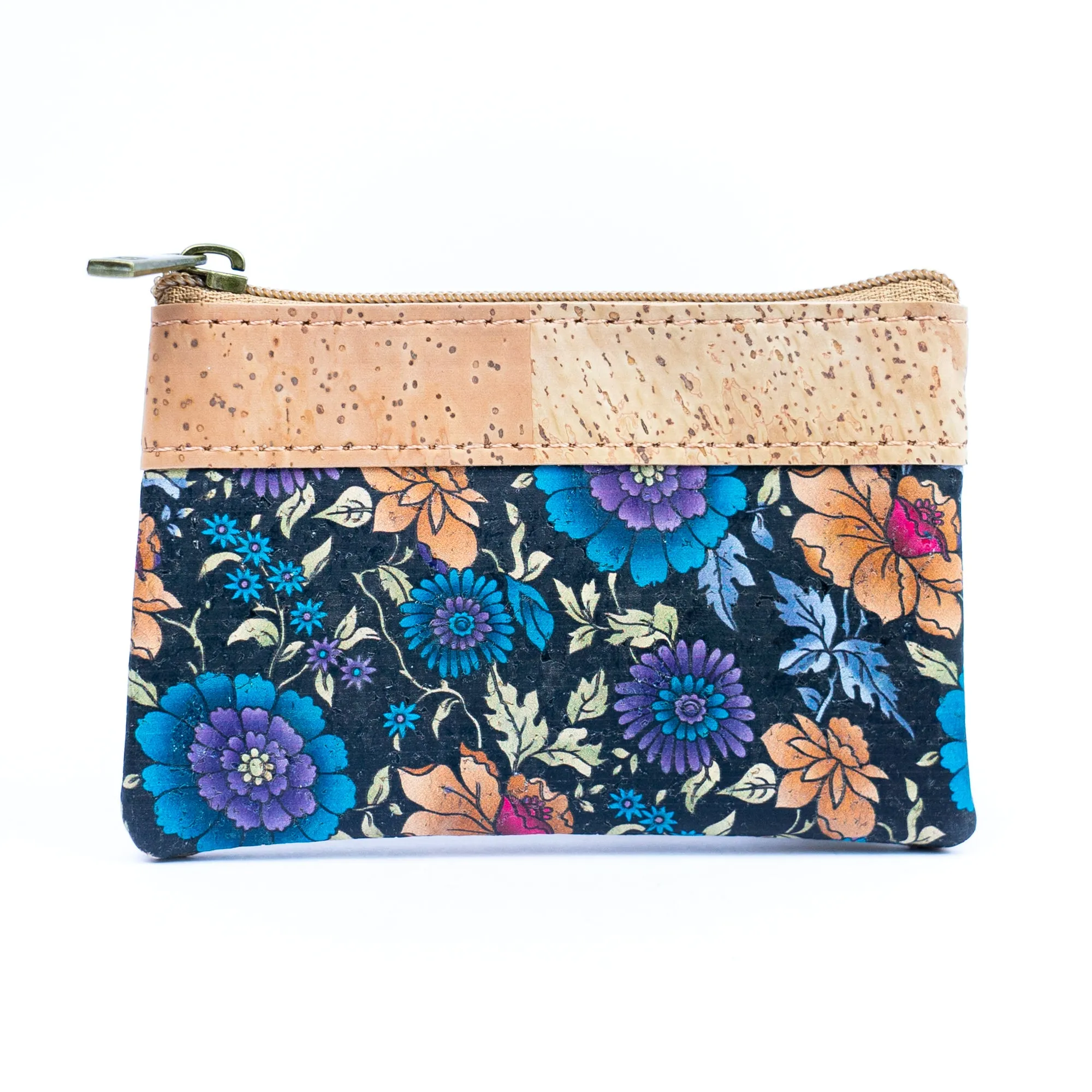 Chic Printed Cork Mini Wallet for Women with Dual Zip Compartments BAG-2316