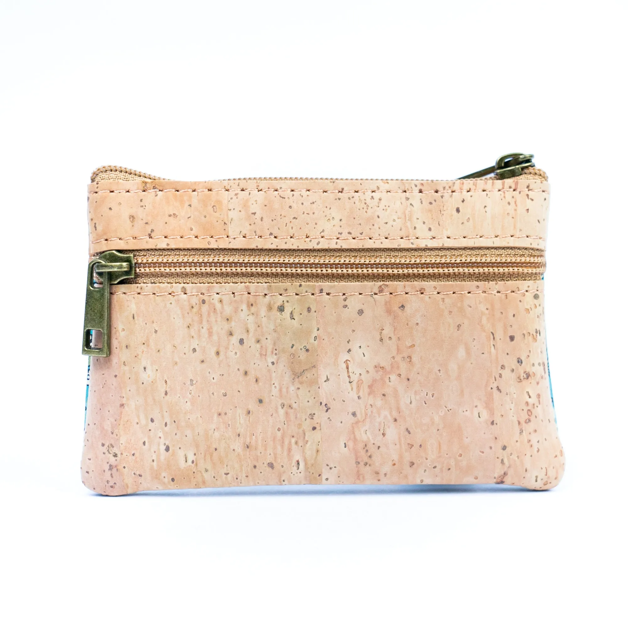 Chic Printed Cork Mini Wallet for Women with Dual Zip Compartments BAG-2316