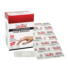 Clear Sterile Plastic Adhesive Bandages 3/4" x 3" (50/Box)